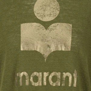 MARANT ÉTOILE Tee-shirt Klowia Lin Kaki Doré magasin solde 9