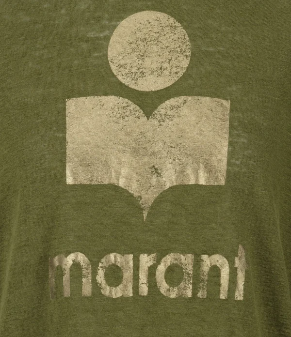 MARANT ÉTOILE Tee-shirt Klowia Lin Kaki Doré magasin solde 3