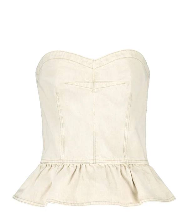 MARANT ÉTOILE Top Solizinia Coton Écru mode pas chere 1