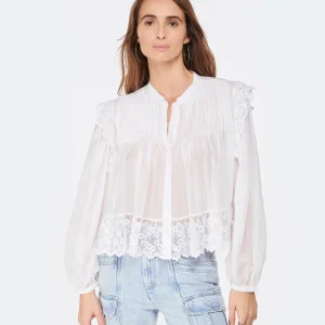 mode pas cher Isabel Marant Chemise Mikia Coton Dentelle Blanc 11