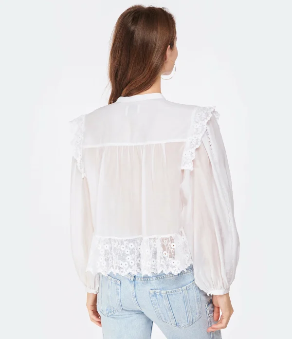 mode pas cher Isabel Marant Chemise Mikia Coton Dentelle Blanc 6