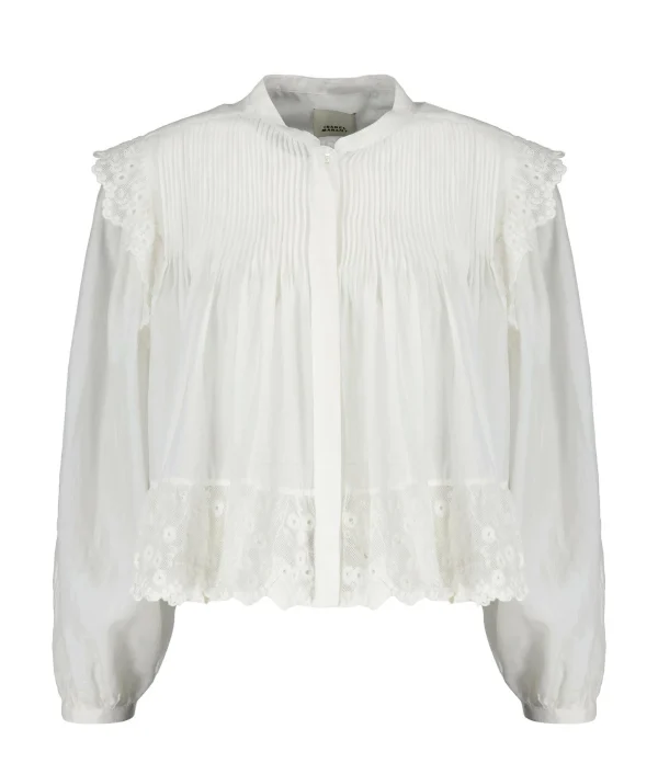 mode pas cher Isabel Marant Chemise Mikia Coton Dentelle Blanc 1