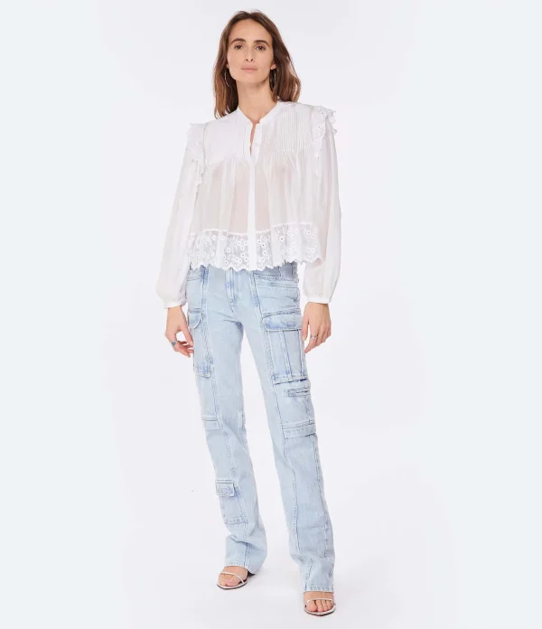 des prix incroyables Isabel Marant Jean Vokayo Coton Bleu Clair 8