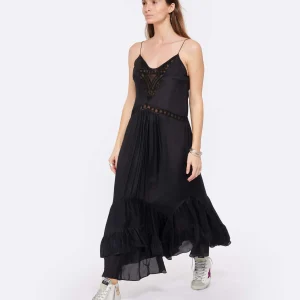 IRO Robe Midi Cliff Soie Noir en vente 7