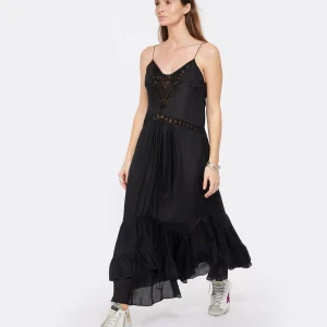 IRO Robe Midi Cliff Soie Noir mode pas chere 7