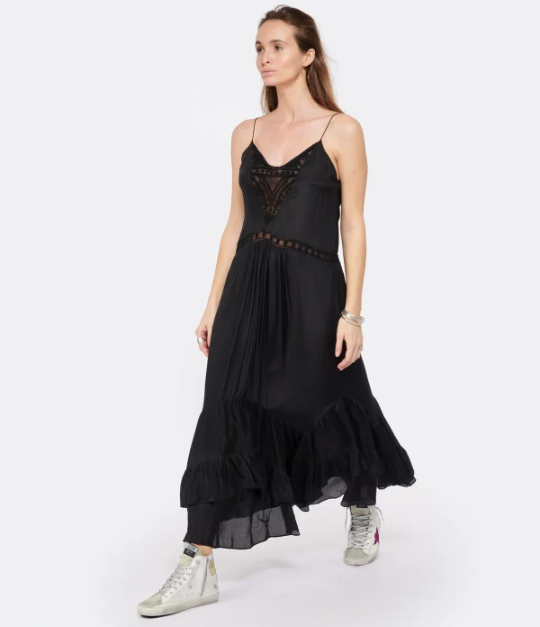 IRO Robe Midi Cliff Soie Noir mode pas chere 3