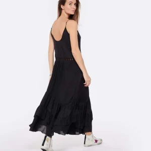 IRO Robe Midi Cliff Soie Noir en vente 9