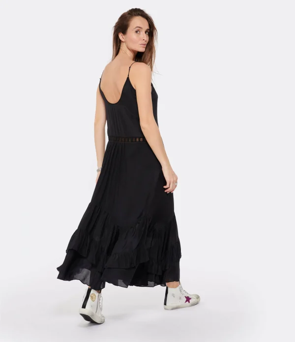 IRO Robe Midi Cliff Soie Noir mode pas chere 4