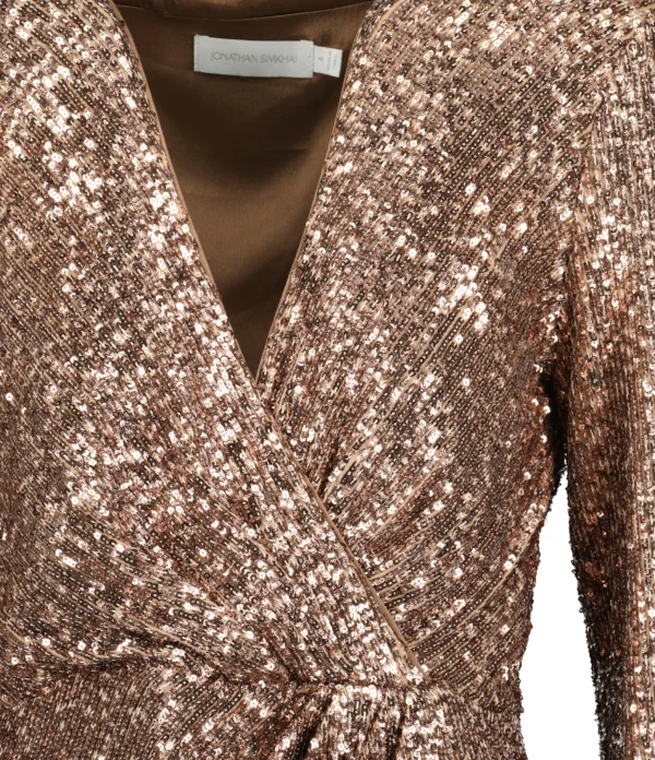 JONATHAN SIMKHAI Robe Blazer Monty Sequins Latte soldes luxe 3