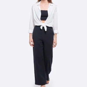 JEANNE VOULAND Pantalon Hory Gaze De Coton Noir à prix d'occasion 12