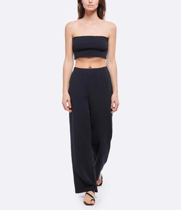 JEANNE VOULAND Pantalon Hory Gaze De Coton Noir à prix d'occasion 7