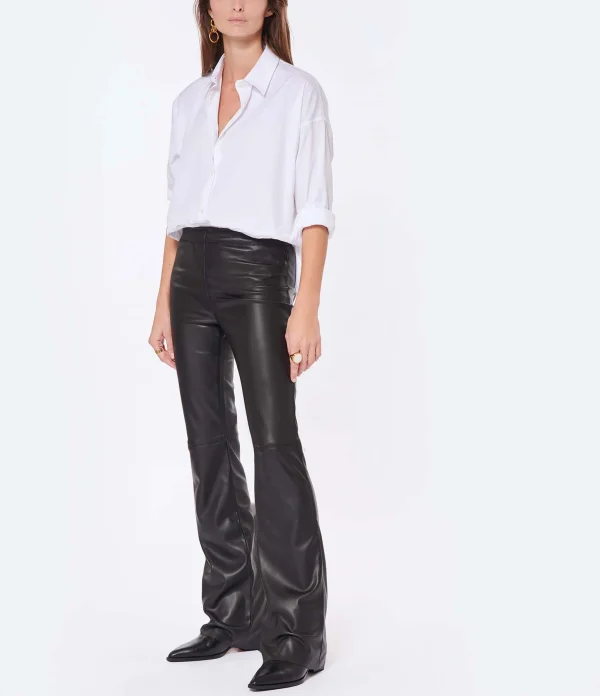 JEANNE VOULAND Pantalon Gill Simili Stretch Noir outlet soldes 5