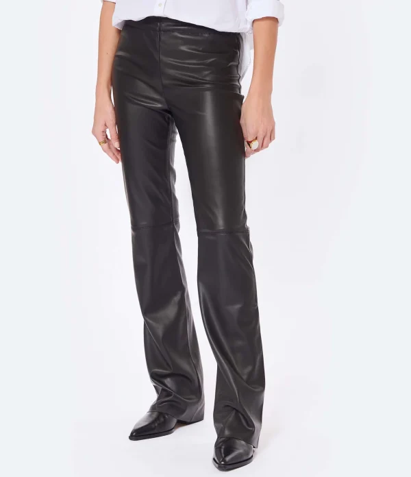 JEANNE VOULAND Pantalon Gill Simili Stretch Noir outlet soldes 6