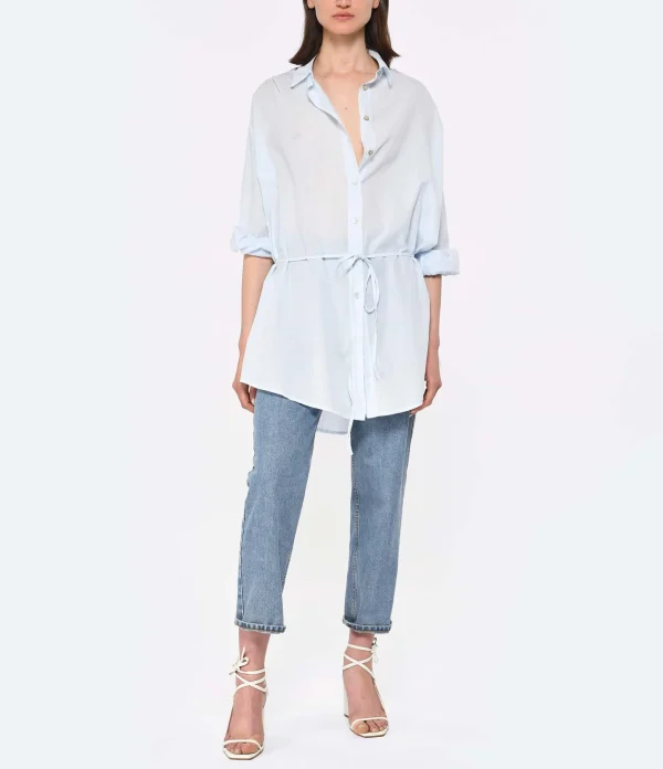 Retour gratuit en magasin. JEANNE VOULAND Chemise Tunique Jinko Coton Bleu 5