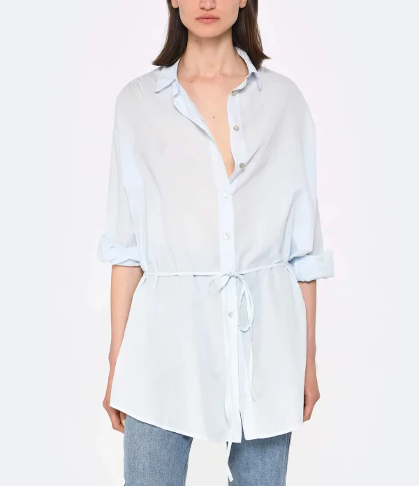 Retour gratuit en magasin. JEANNE VOULAND Chemise Tunique Jinko Coton Bleu 4