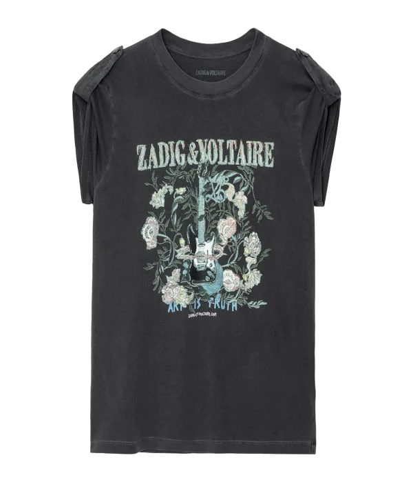 Zadig & Voltaire Tee-shirt Donate Guitare Coton Carbone Paiement sécurisé 1