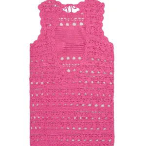 outlet soldes Ganni Robe De Plage Crochet Coton Organique Rose 8