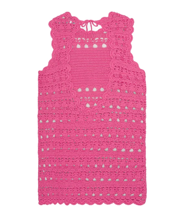 outlet soldes Ganni Robe De Plage Crochet Coton Organique Rose 3