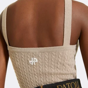 PATOU Top Croisé Laine Cachemire Beige Parchemin qualité supérieure 14