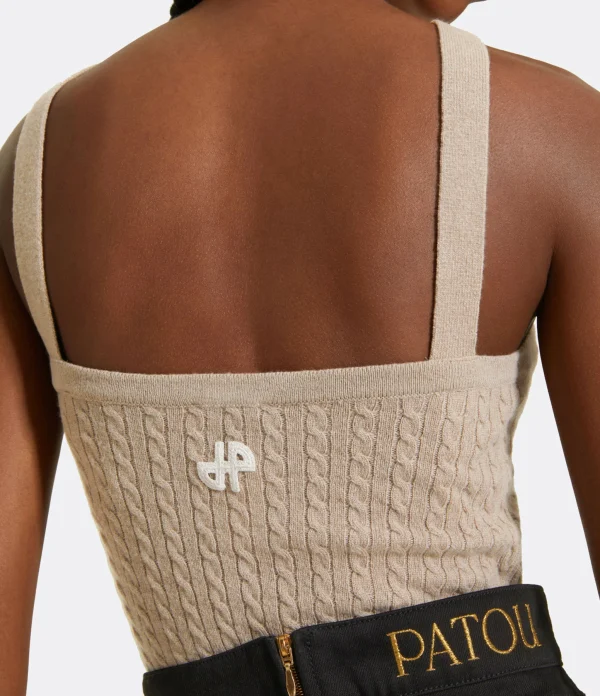 PATOU Top Croisé Laine Cachemire Beige Parchemin qualité supérieure 5