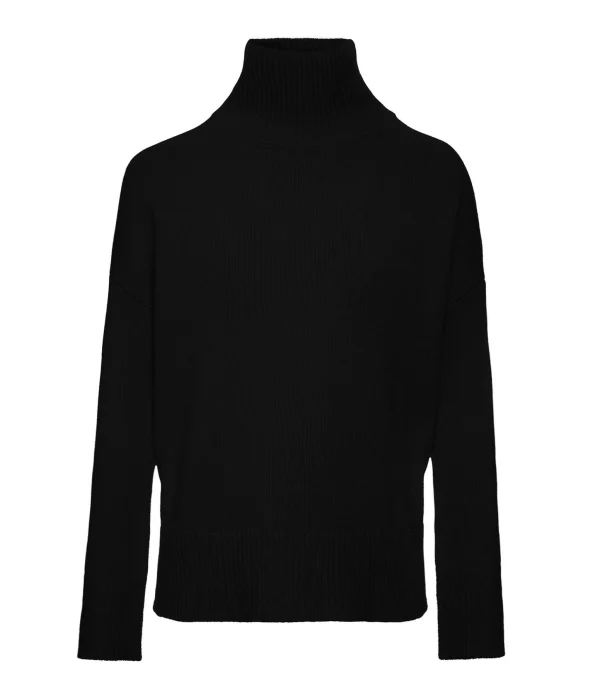 Kujten Pull Ulla Col Cheminé Oversize Cachemire Noir Satisfait ou Remboursé 1