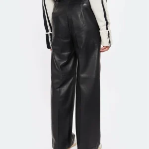 LOULOU STUDIO Pantalon Noro Large Cuir Noir pas cher 17