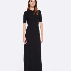 De Qualité LOULOU STUDIO Robe Longue Maille Seron Soie Noir 10