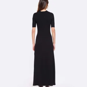 De Qualité LOULOU STUDIO Robe Longue Maille Seron Soie Noir 12