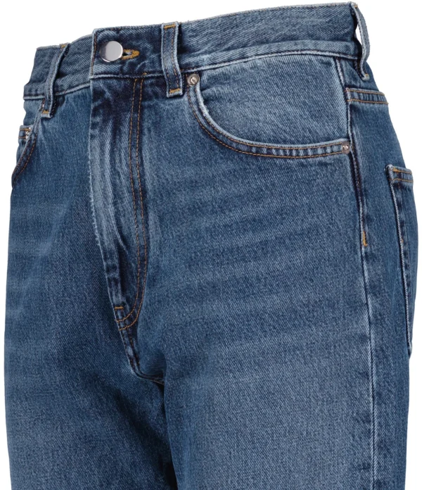 LOULOU STUDIO Jean Wular Droit Coton Bleu Délavé en ligne 3