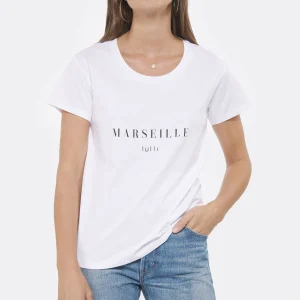 a Prix Discount Tee-shirt Lulli Marseille Col Rond Coton Bio Blanc, Collaboration Jeanne Vouland X Lulli 8