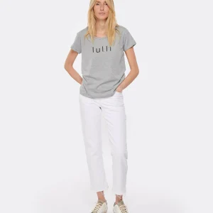 mode pas chere Tee-shirt Lulli Col Rond Coton Gris 13