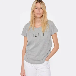 mode pas chere Tee-shirt Lulli Col Rond Coton Gris 11