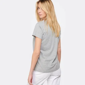 mode pas chere Tee-shirt Lulli Col Rond Coton Gris 15