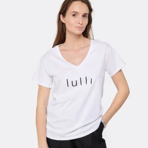 de garantie authentique Tee-shirt Lulli Col V Coton Bio Blanc 7