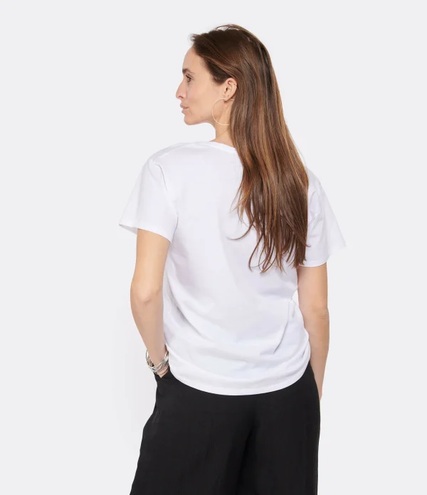 de garantie authentique Tee-shirt Lulli Col V Coton Bio Blanc 4