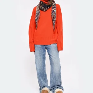 commentaire favorable MADE IN TOMBOY Pull Ely Col Roulé Laine Orange 24