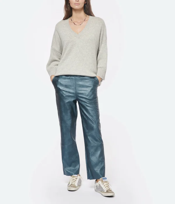 mode MAEVY MOUVEMENT LIBRE Pantalon Cuir Vegan Océan 4