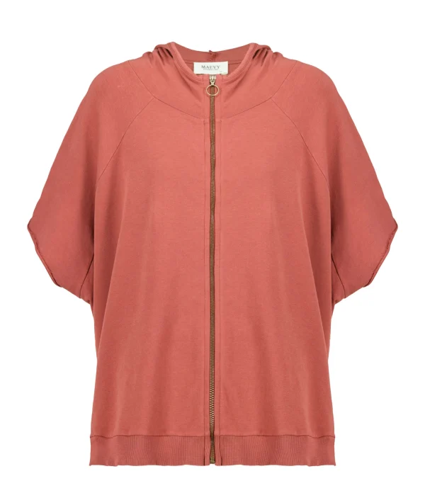 design à la mode MAEVY MOUVEMENT LIBRE Sweatshirt Zip Fleece Coton Terracotta 1