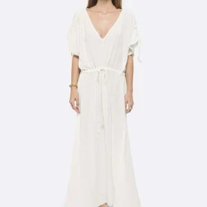 soldes officiel MAISON SAINT JULIEN Robe Alexandrie Longue Coton Blanc 10