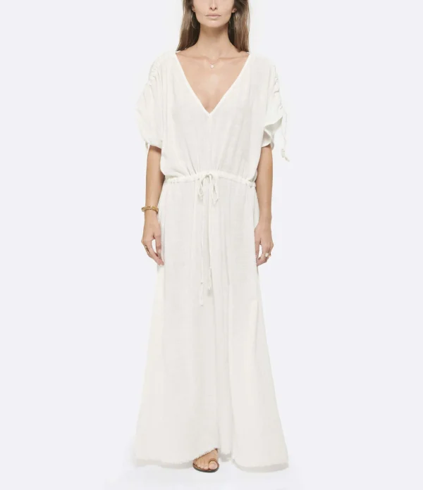 soldes officiel MAISON SAINT JULIEN Robe Alexandrie Longue Coton Blanc 4