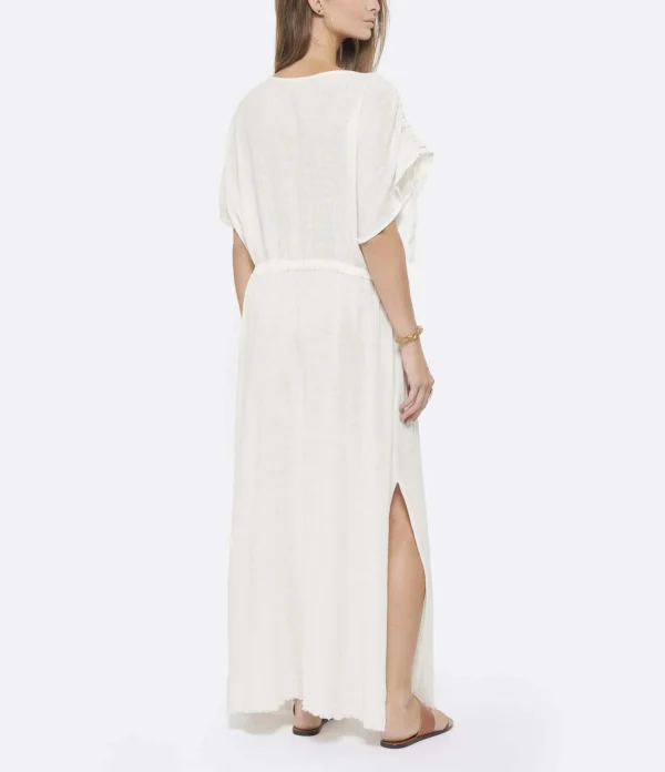 soldes officiel MAISON SAINT JULIEN Robe Alexandrie Longue Coton Blanc 5