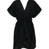 en ligne vente MAISON SAINT JULIEN Robe Empire Courte Coton Noir 14