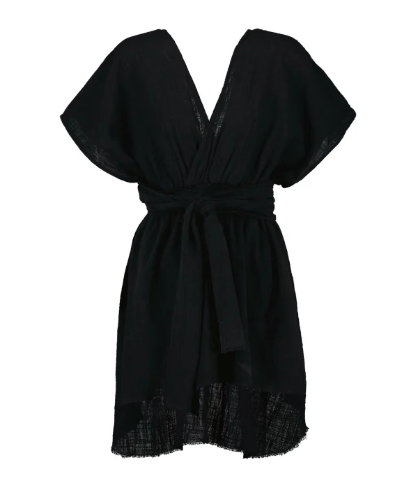 en ligne vente MAISON SAINT JULIEN Robe Empire Courte Coton Noir 1