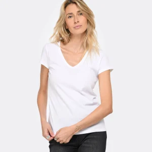 MAJESTIC FILATURES Tee-shirt Julia Col V Coton Blanc en ligne vente 12