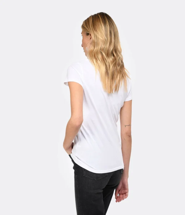 MAJESTIC FILATURES Tee-shirt Julia Col V Coton Blanc en ligne vente 5