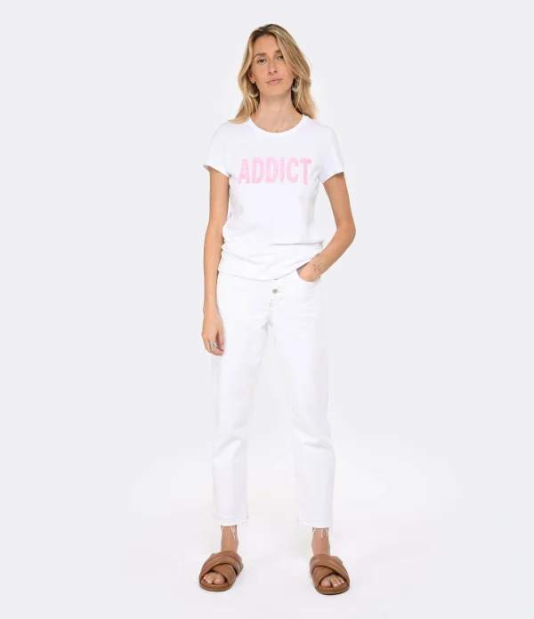 Nouvelle tendance MAJESTIC FILATURES Tee-shirt Coton Addict Rose Fluo 6