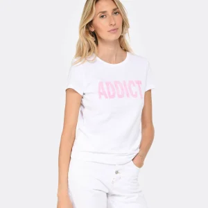 Nouvelle tendance MAJESTIC FILATURES Tee-shirt Coton Addict Rose Fluo 11