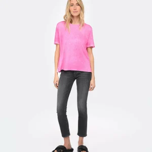 Les achats en ligne MAJESTIC FILATURES Tee-shirt Col Rond Lin Flamingo 12