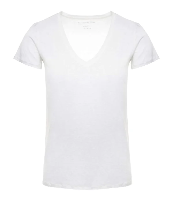 jusqu'à MAJESTIC FILATURES Tee-shirt Lisa Col V Lin Blanc 1