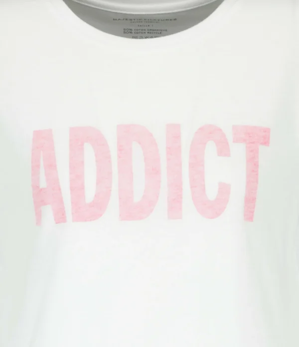 Nouvelle tendance MAJESTIC FILATURES Tee-shirt Coton Addict Rose Fluo 3